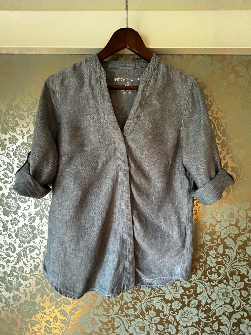 Sandwich_linen Light Blue Button-Cuff Coastal Shirt EU34